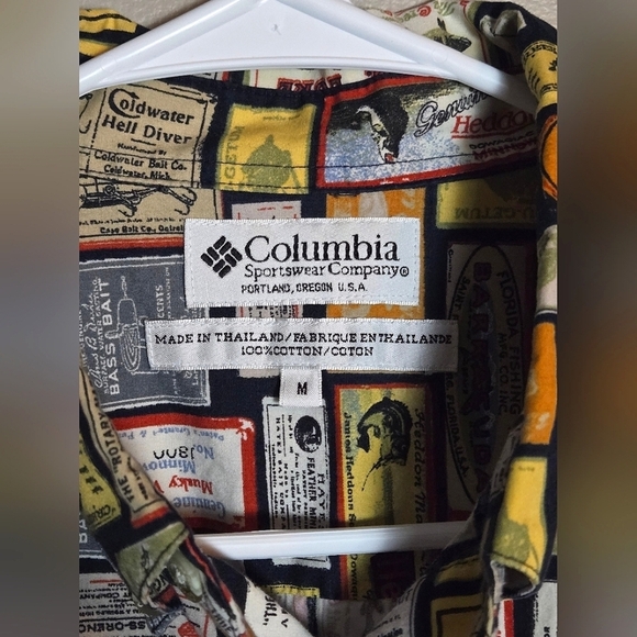 Men's Vintage Columbia 90's Fishing Short Sleeve 100% Cotton Button Up, Size Med - Picture 3 of 3